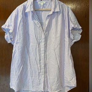 BeachLunchLounge dolman sleeve, button down, lavender striped top